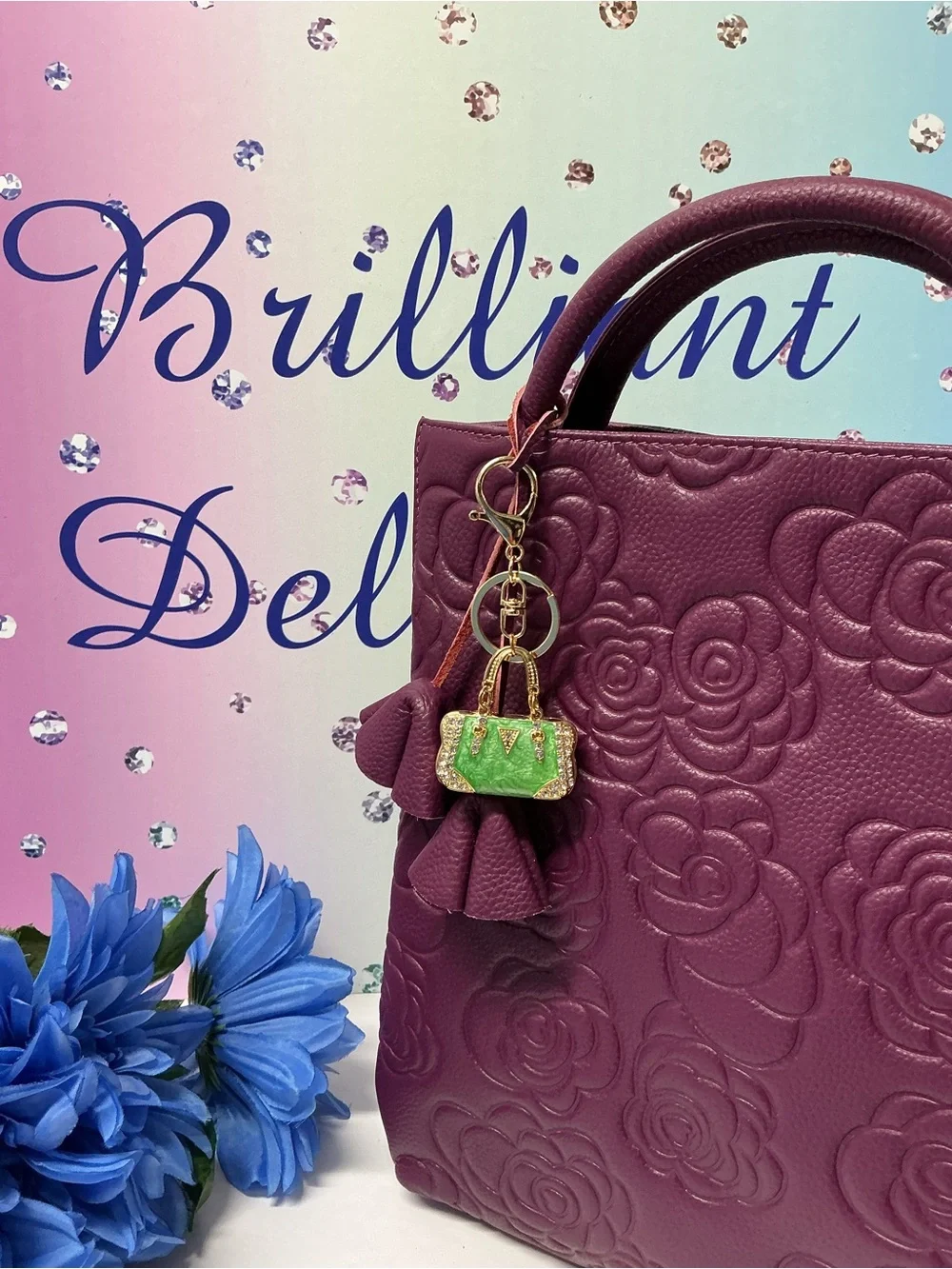 👜FAB CRYSTAL SWIRLED ENAMEL MINI BAG CHARM